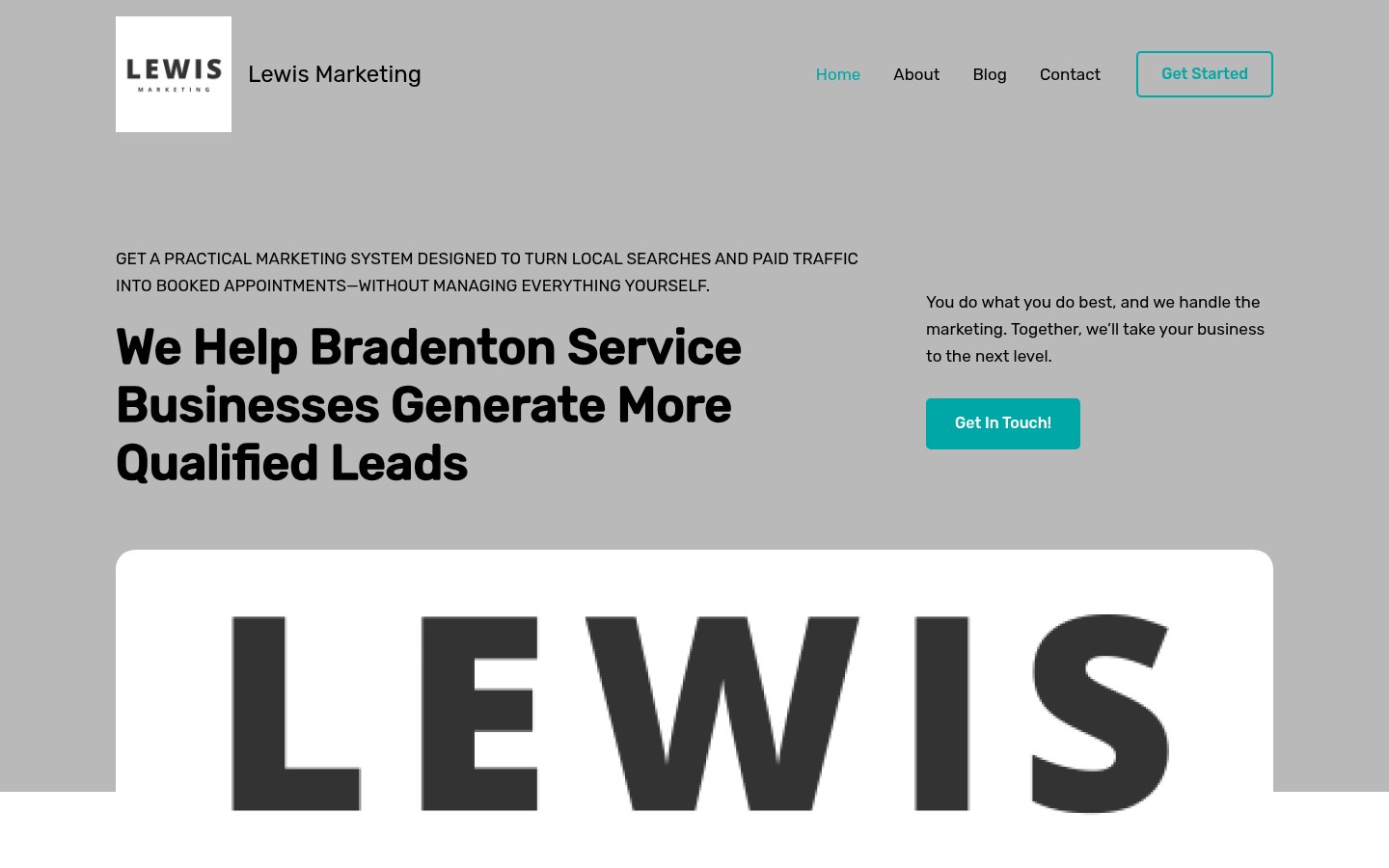 Lewis Marketing original website, before the Cunningham Web Co. redesign
