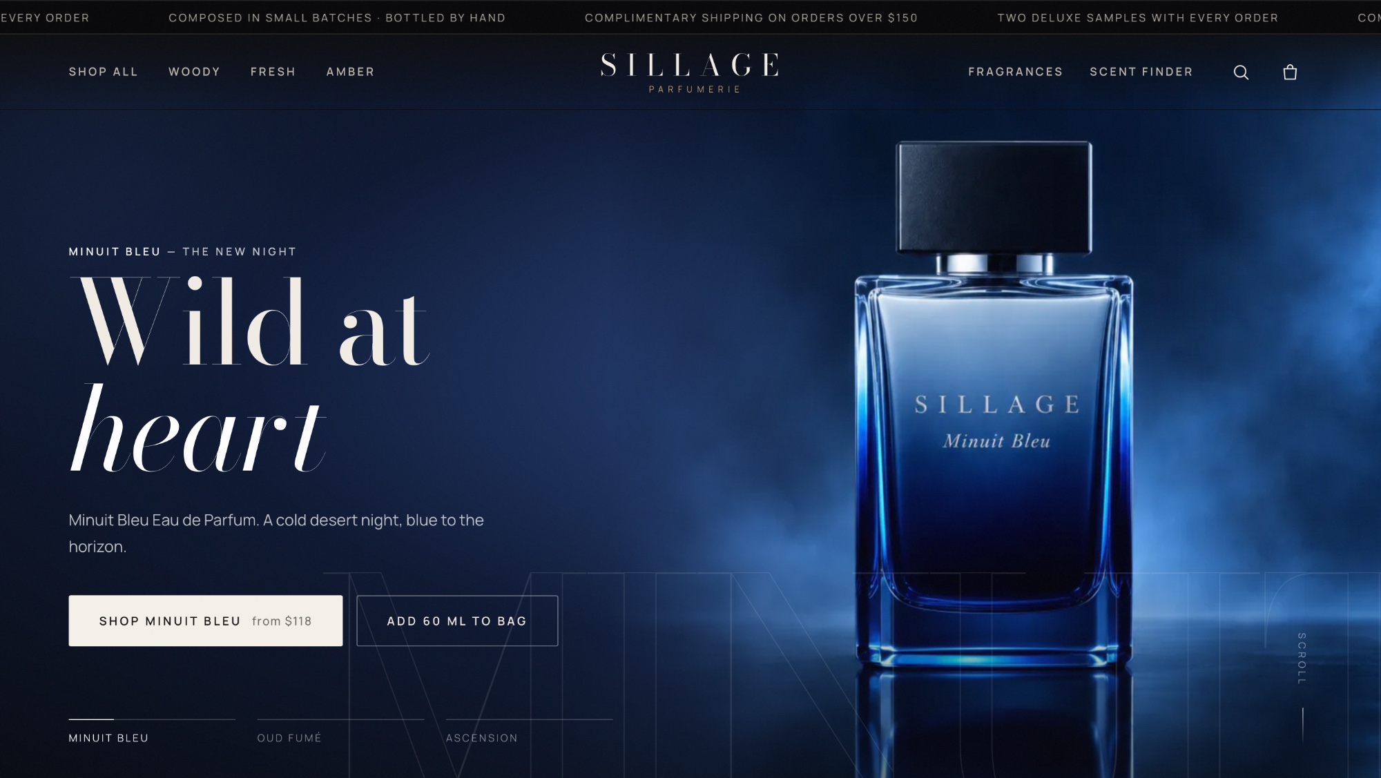 Sillage Parfumerie website design mockup